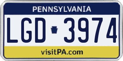 PA license plate LGD3974