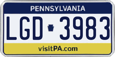 PA license plate LGD3983