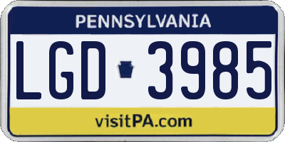 PA license plate LGD3985