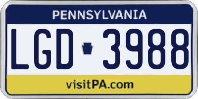 PA license plate LGD3988