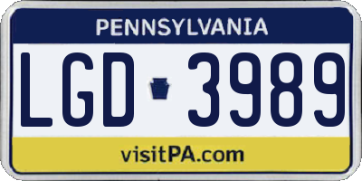 PA license plate LGD3989
