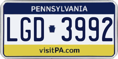 PA license plate LGD3992