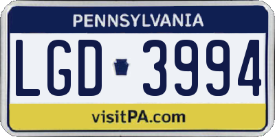 PA license plate LGD3994