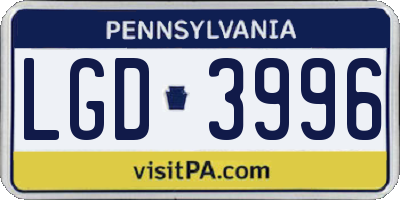 PA license plate LGD3996