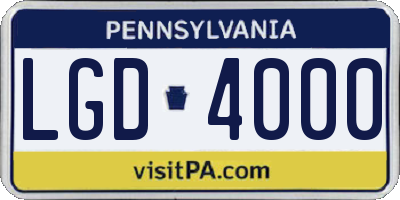 PA license plate LGD4000