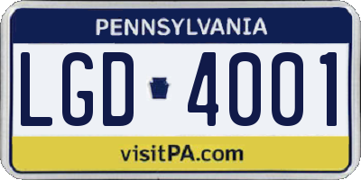 PA license plate LGD4001