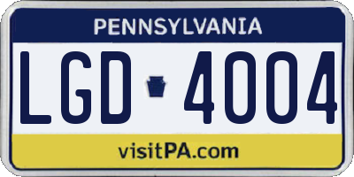 PA license plate LGD4004