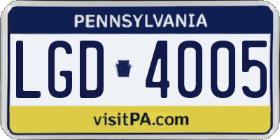 PA license plate LGD4005