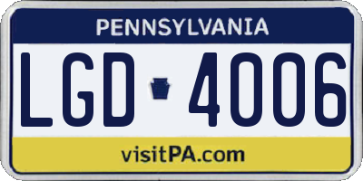 PA license plate LGD4006