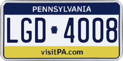 PA license plate LGD4008