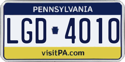 PA license plate LGD4010