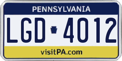 PA license plate LGD4012