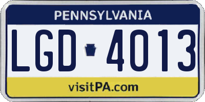 PA license plate LGD4013