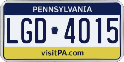 PA license plate LGD4015