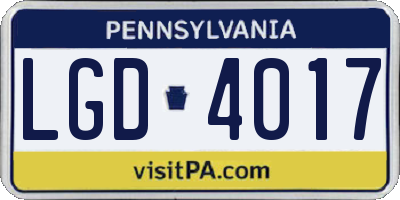 PA license plate LGD4017