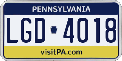 PA license plate LGD4018