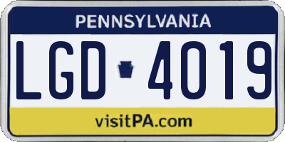 PA license plate LGD4019