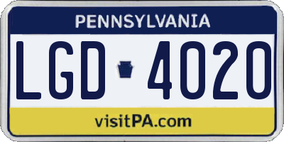 PA license plate LGD4020