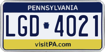PA license plate LGD4021