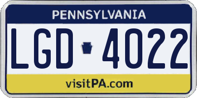 PA license plate LGD4022