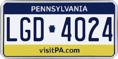 PA license plate LGD4024
