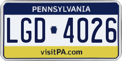PA license plate LGD4026