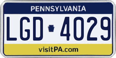 PA license plate LGD4029