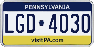 PA license plate LGD4030