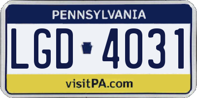 PA license plate LGD4031