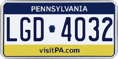 PA license plate LGD4032