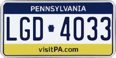 PA license plate LGD4033
