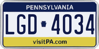 PA license plate LGD4034