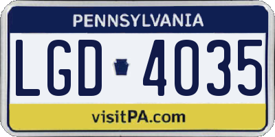 PA license plate LGD4035