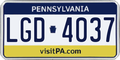 PA license plate LGD4037