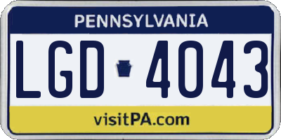 PA license plate LGD4043