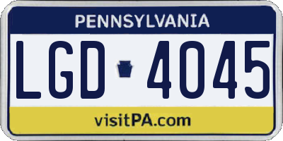 PA license plate LGD4045