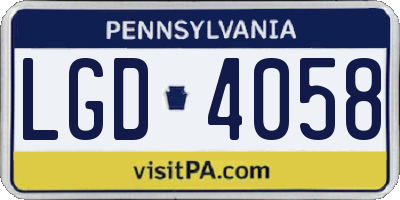 PA license plate LGD4058