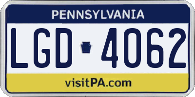 PA license plate LGD4062