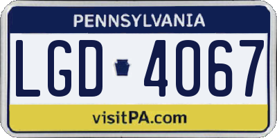 PA license plate LGD4067