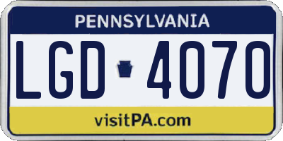 PA license plate LGD4070