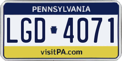 PA license plate LGD4071
