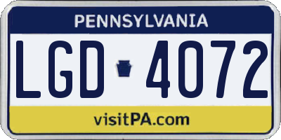 PA license plate LGD4072
