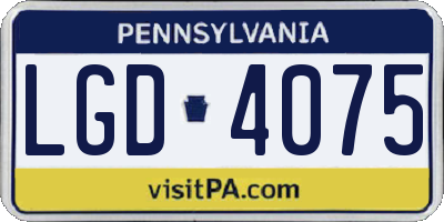 PA license plate LGD4075