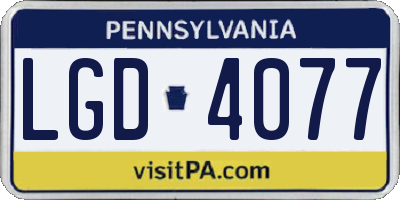 PA license plate LGD4077
