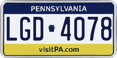 PA license plate LGD4078