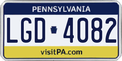 PA license plate LGD4082