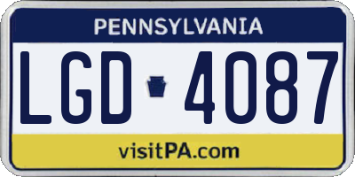 PA license plate LGD4087