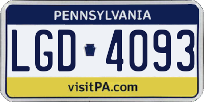 PA license plate LGD4093