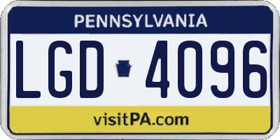 PA license plate LGD4096