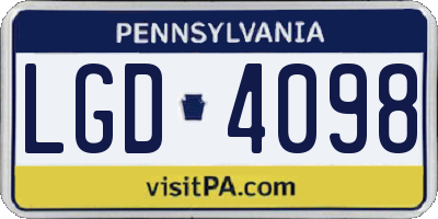 PA license plate LGD4098